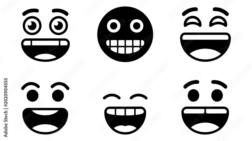 Obraz premium Laughing and smiling face icons set with laughing expression character illustration isolated hilarious