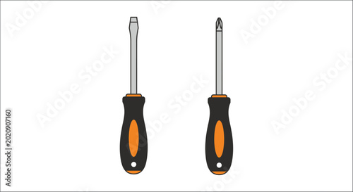 Tableau sur toile Screwdrivers set flathead and phillips isolated on white background