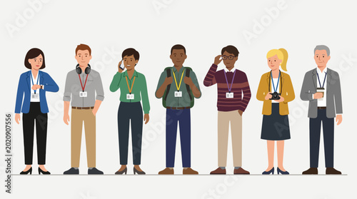 Foto A diverse group of people standing together in casual business attire indoors