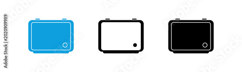 Obraz na płótnie Retro portable radio set icons turquoise black outline and solid black variation