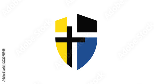 Free Download Christian Cross Shield Logo, Faith Symbol, Religious Emblem, Protection Icon - GFXLoad
