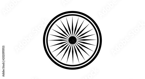 Tableau sur toile Minimalist Dharma Chakra Wheel Symbol on White Background