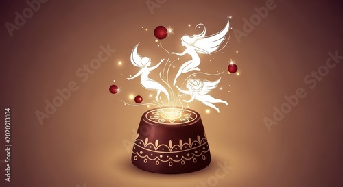 Whimsical fairy lights in pot.