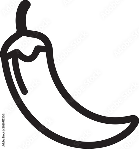 Fotografie A clean, minimalistic line drawing of a vibrant chili pepper, the stark graphic creates a bold impact, symbolizing spice, flavor, and culinary creativity