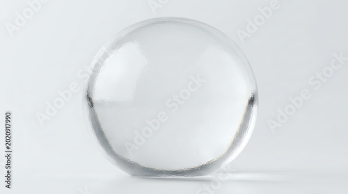 A clear glass sphere on a white surface.