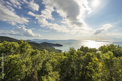 Bild auf Leinwand Breathtaking panoramic view from the Uccellina hills over the Mediterranean coas
