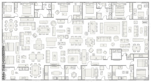 Detailed architectural floor plan drawing of a large building layout.