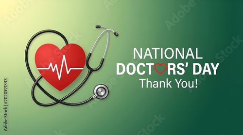 National doctors day celebration with heart and stethoscope
