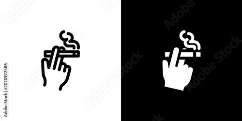 Bild auf Leinwand Smoking Habit Tobacco Risk icon concept with flat Black White Background