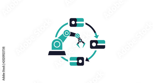 Tableau sur toile Robotic arm with battery swap.