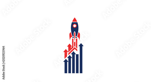 Photos Rocket Ship Launching Upward Graph Chart.