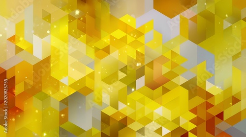 Golden Geometric Mosaic: Vibrant Abstract 3D Cubes Design