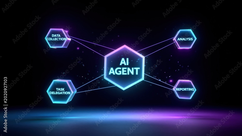Fototapeta premium AI Agentic System for Business Process Automation