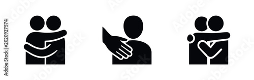 Fotografia Collection of hugging and support icons representing comfort, friendship and sym