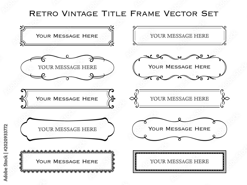 Φωτογραφία Retro vintage title frame vector set
