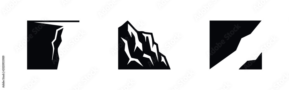 Φωτογραφία Geological Cliff Icons Including Vertical Cliff Edge, Mountain Side, and Deep Ca