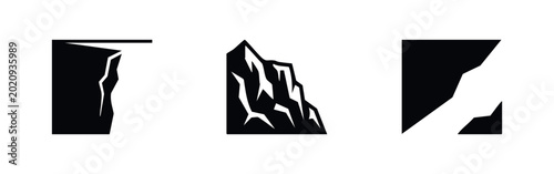 Foto Geological Cliff Icons Including Vertical Cliff Edge, Mountain Side, and Deep Ca