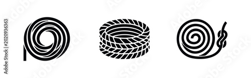 Bild auf Leinwand Coiled Rope Icons - Nautical and Utility Cordage