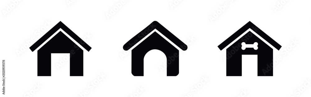 Naklejka premium Dog House and Kennel Pet Shelter Icon Set