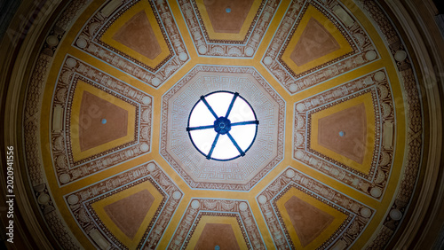 The Chandelier and the painted ceiling in the post office building of New York