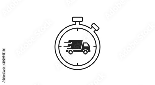 Fényképezés Truck Inside a Stopwatch Icon.