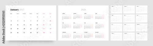 Foto Monthly calendar template for 2027 year