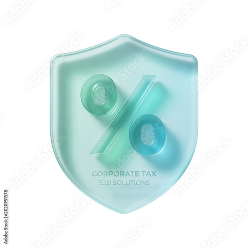 Frosted Glass Percentage Shield Icon for Corporate Tax