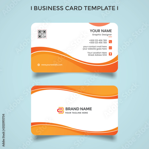 Obraz na płótnie Vibrant orange abstract wave patterns decorate this professional stationery set