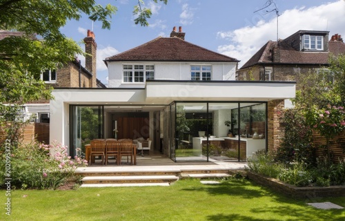 Modern Home Extension with Bi-Fold Doors and Garden View.