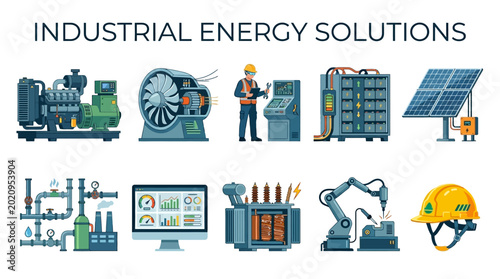 Industrial Energy Equipment with Generator Turbine Solar Panel Battery and Factory Automation