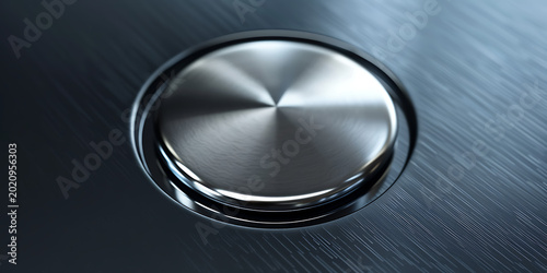 Close-Up of Metallic Circular Button with Brushed Texture