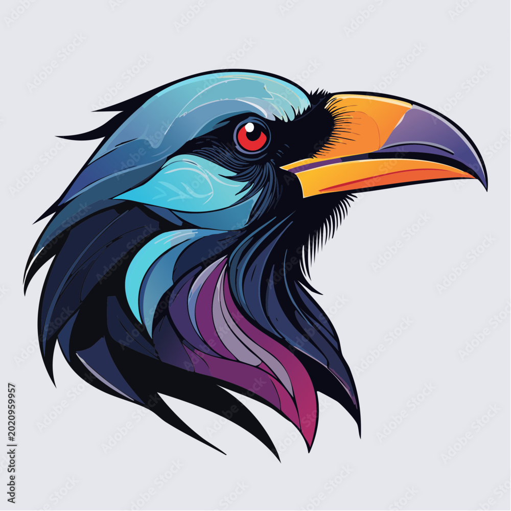 Obraz premium Stylized Illustration of a Toucan's Head