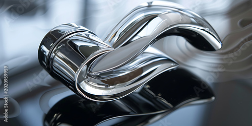 Modern Chrome Faucet on Reflective Surface