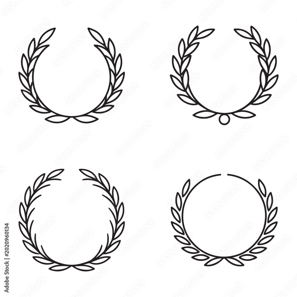 Fototapeta premium Set of laurel wreath frames for awards and celebrations decorative border designs