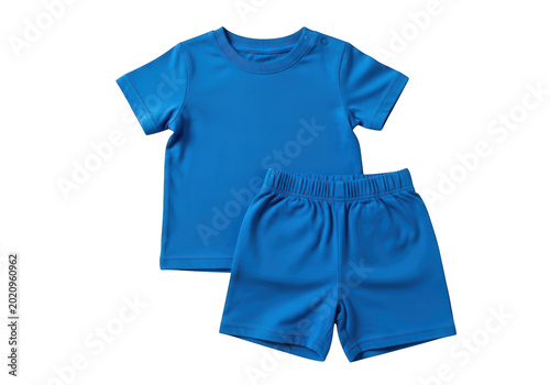 Blue toddler tshirt and shorts set isolated on transparent background
