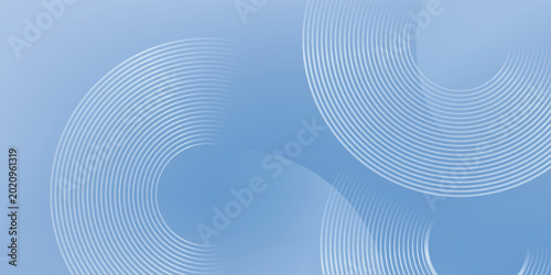 Abstract Thin Line Concentric Circles with  Sun Bokeh Glare Effect. Abstract Digital Technology Modern Background. White Circle Design Elements