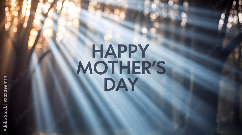 Fototapeta premium A Happy Mother's Day message with beautiful light rays in the background