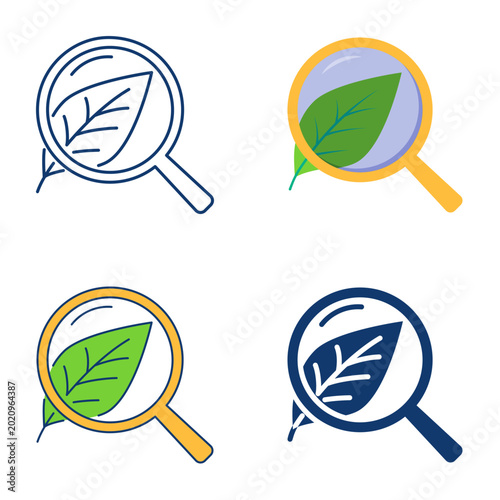 Fotografie Plant leaf examining icon set