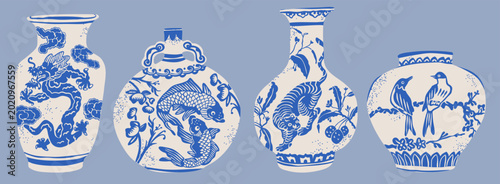 Fotografie Traditional asian Chinese ceramic Vases