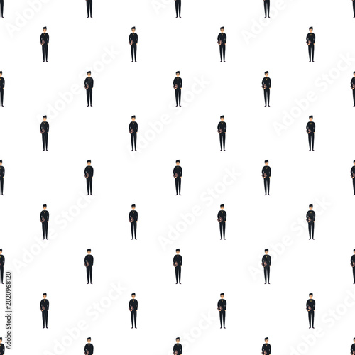 Cuadro en lienzo Seamless pattern of a man in religious attire holding a book, representing faith