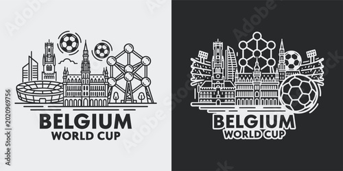 Slika na platnu Belgium World Cup Football Skyline Design