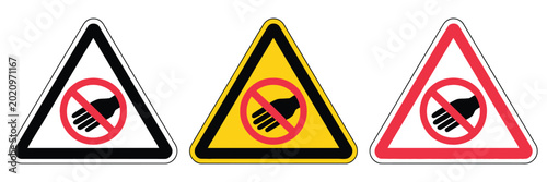 Foto Attention Warning Sign Vector Set with Prohibition Symbols, Safety Alert Icons a