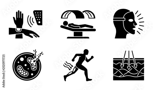 Foto Biotechnology Icons, Health Technology Symbols, Medical Science Graphics, Futuri