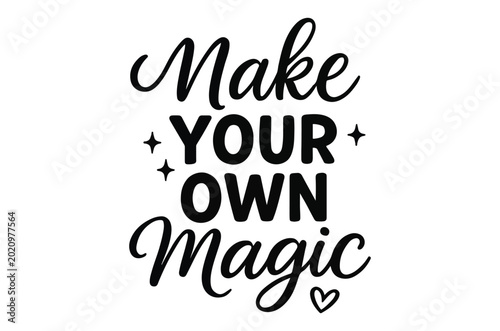 Make your own magic lettering with sparkles black on white