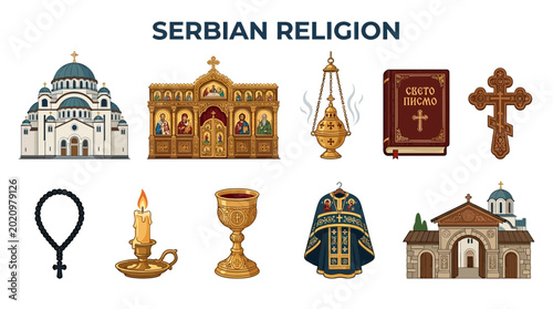 Foto Serbian Religion Symbols and Architecture Collection.