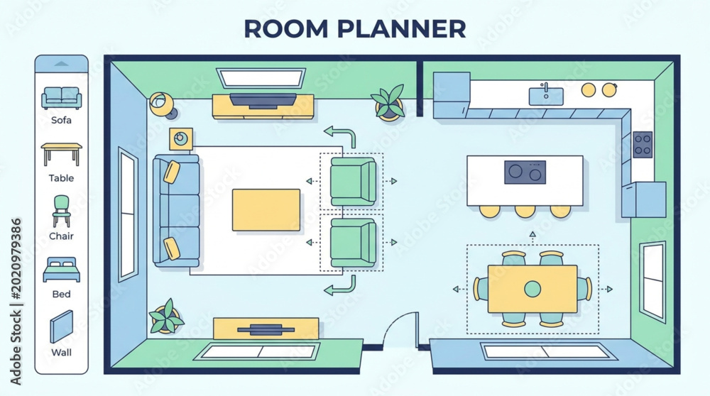 Obraz na plátně Interior Design Room Planner Layout Visualization.