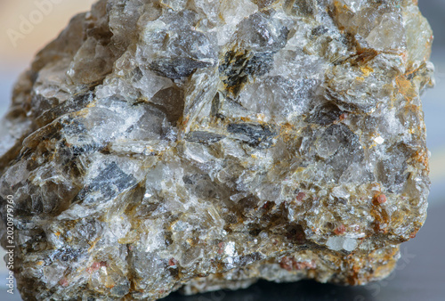 Bild auf Leinwand Close-up of a natural mineral rock sample with mica.