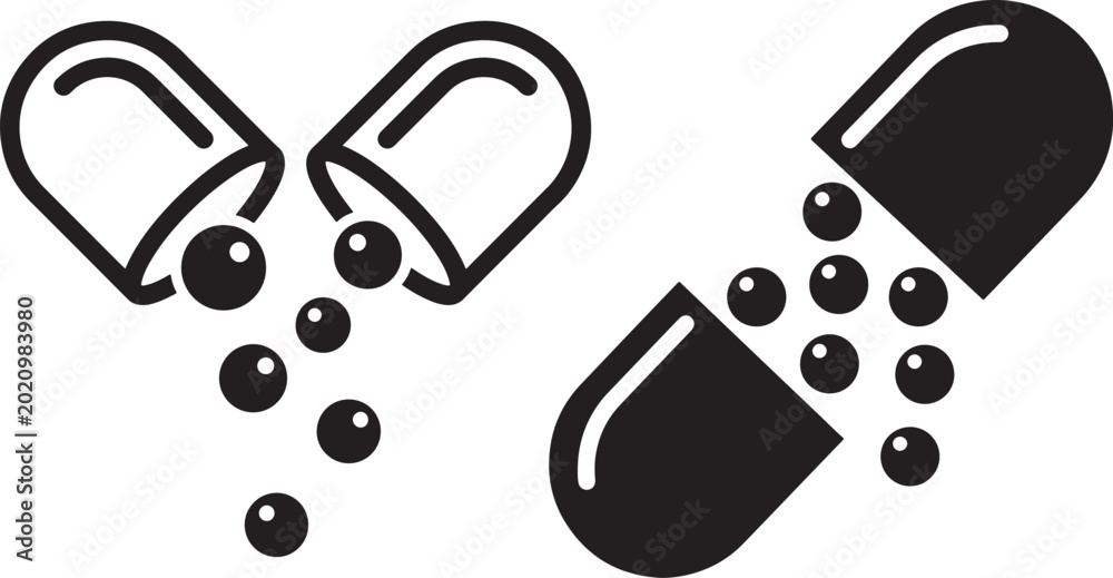 Carta da parati Medical capsule icon vector silhouette pill medicine illustration