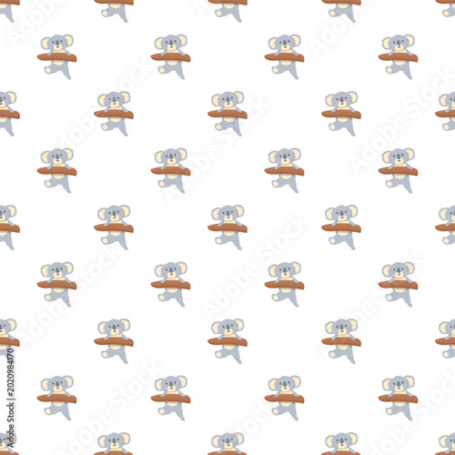 Photography Koala bears in a repeating cartoon pattern holding tree branches