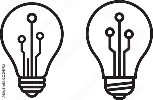 Quadro su tela Outline vector icon of light bulb with circuit board